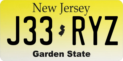 NJ license plate J33RYZ