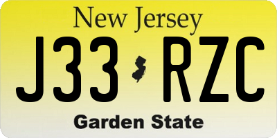 NJ license plate J33RZC