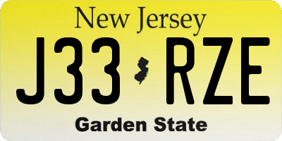 NJ license plate J33RZE