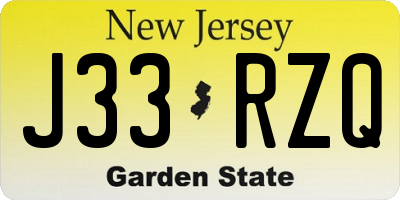 NJ license plate J33RZQ