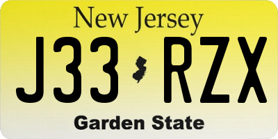 NJ license plate J33RZX