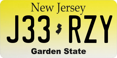 NJ license plate J33RZY