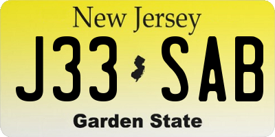 NJ license plate J33SAB