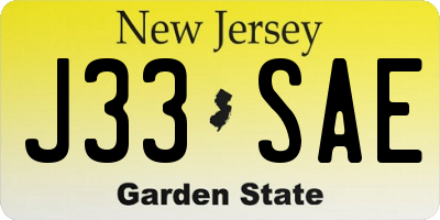 NJ license plate J33SAE