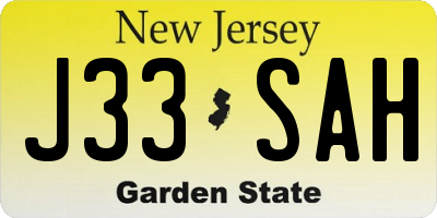NJ license plate J33SAH