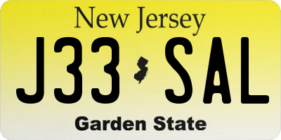 NJ license plate J33SAL