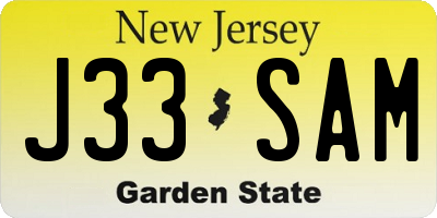 NJ license plate J33SAM