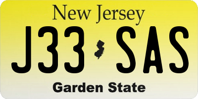 NJ license plate J33SAS