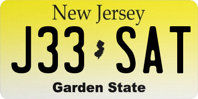 NJ license plate J33SAT