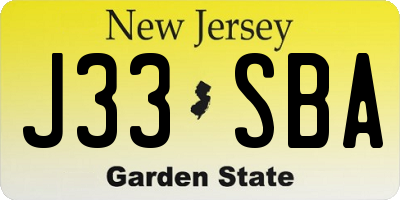 NJ license plate J33SBA