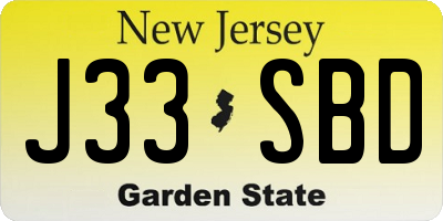 NJ license plate J33SBD