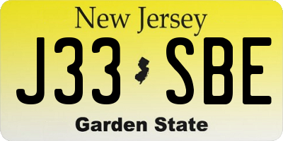 NJ license plate J33SBE