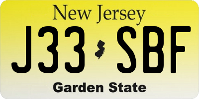 NJ license plate J33SBF