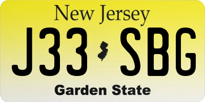 NJ license plate J33SBG