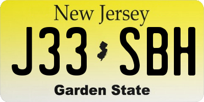 NJ license plate J33SBH