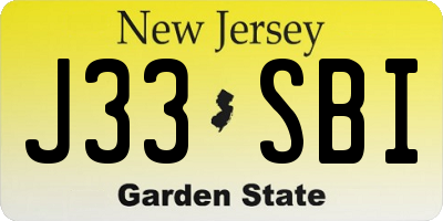 NJ license plate J33SBI