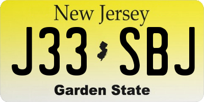 NJ license plate J33SBJ