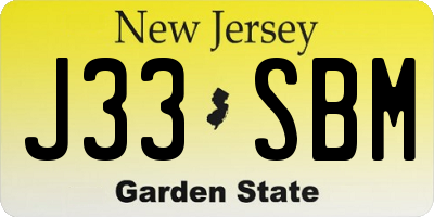 NJ license plate J33SBM