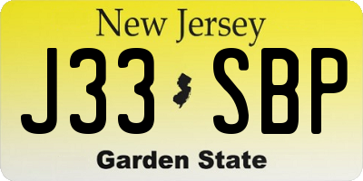 NJ license plate J33SBP