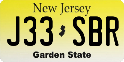 NJ license plate J33SBR