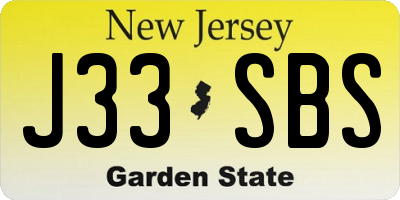 NJ license plate J33SBS