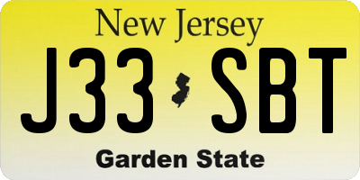 NJ license plate J33SBT