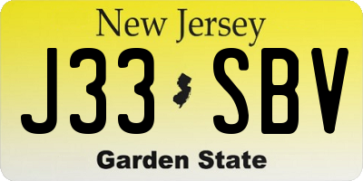 NJ license plate J33SBV
