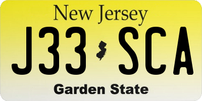 NJ license plate J33SCA