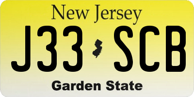 NJ license plate J33SCB