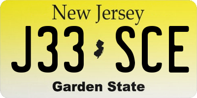 NJ license plate J33SCE