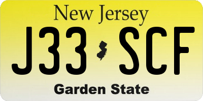 NJ license plate J33SCF