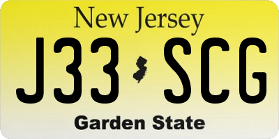 NJ license plate J33SCG