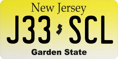 NJ license plate J33SCL