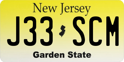 NJ license plate J33SCM
