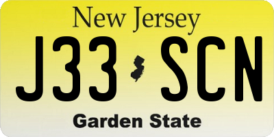 NJ license plate J33SCN
