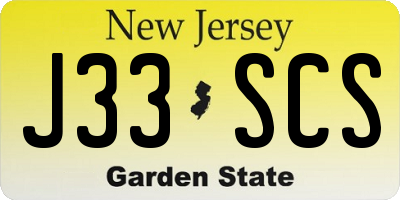 NJ license plate J33SCS