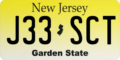 NJ license plate J33SCT