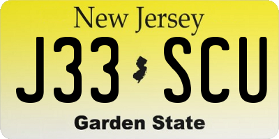 NJ license plate J33SCU