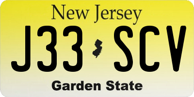 NJ license plate J33SCV