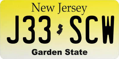 NJ license plate J33SCW