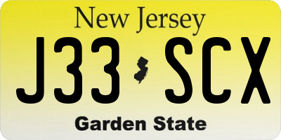 NJ license plate J33SCX