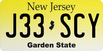NJ license plate J33SCY