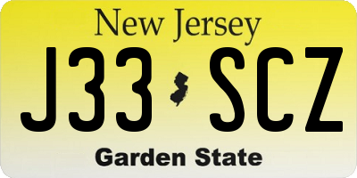 NJ license plate J33SCZ