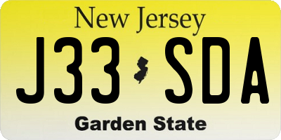 NJ license plate J33SDA