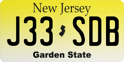 NJ license plate J33SDB