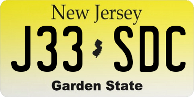 NJ license plate J33SDC