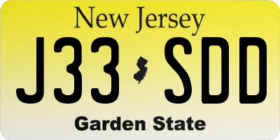 NJ license plate J33SDD