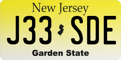 NJ license plate J33SDE