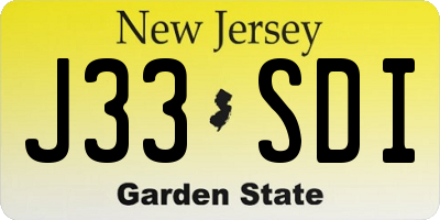 NJ license plate J33SDI