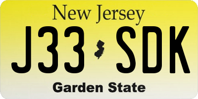 NJ license plate J33SDK